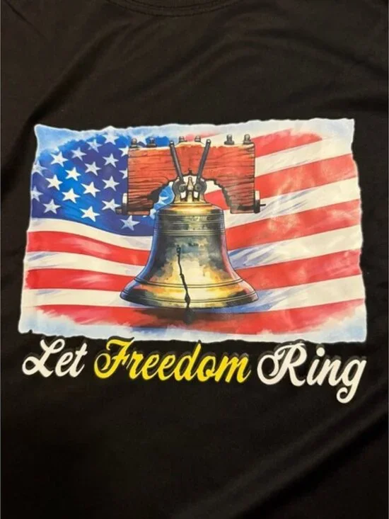 NWOT Long Sleeve Black "Let Freedom Ring" T-Shirt Men's Large - Picture 2 of 5
